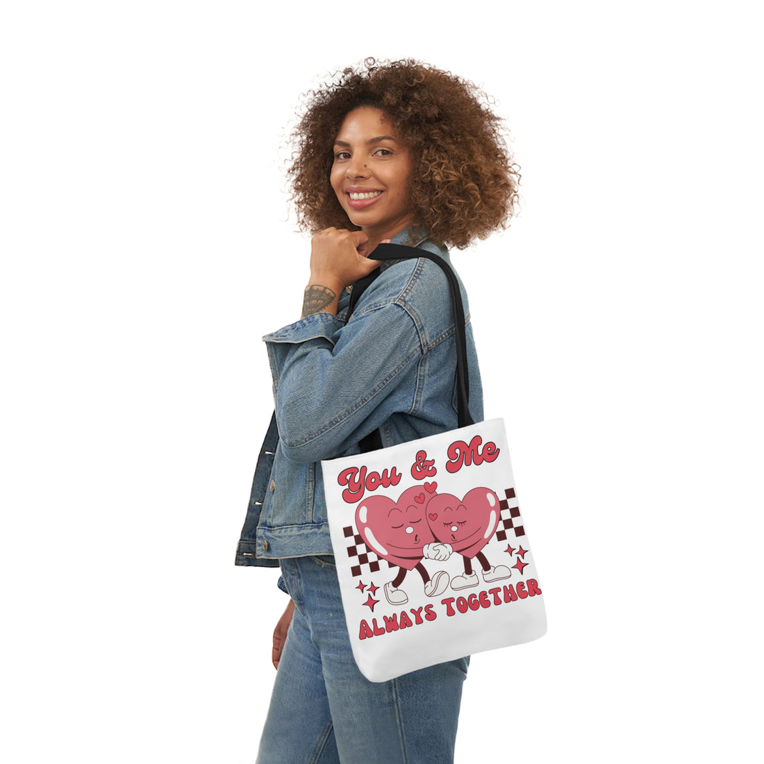 You and Me Always Together Canvas Tote Bag Stylish Durable Tote for Couples Perfect for Gifting, Shopping, and Everyday Use