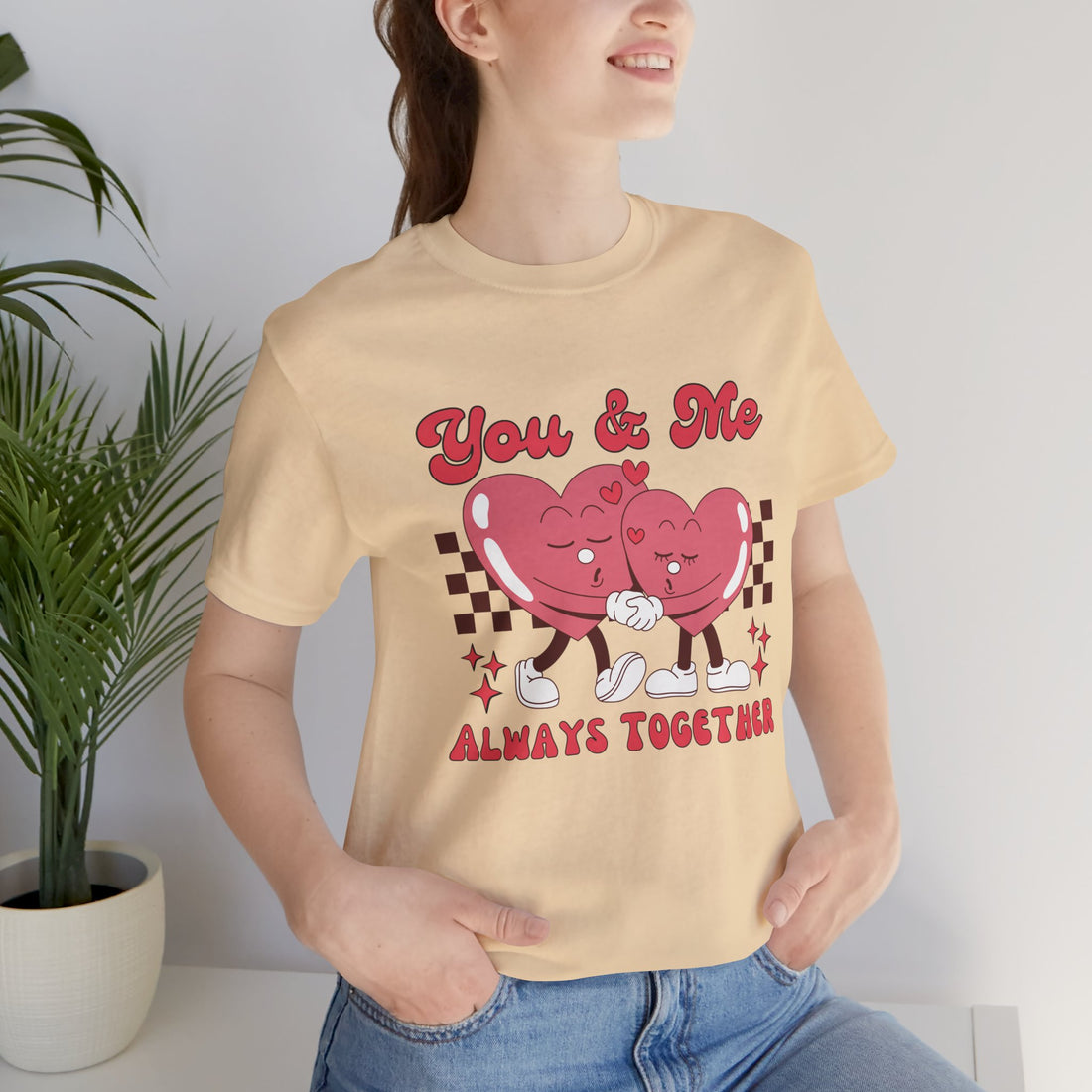 You and Me Always Together Unisex Cotton Crew Tee  Soft, Comfortable  Stylish T-Shirt for Couples  Perfect for Valentine&