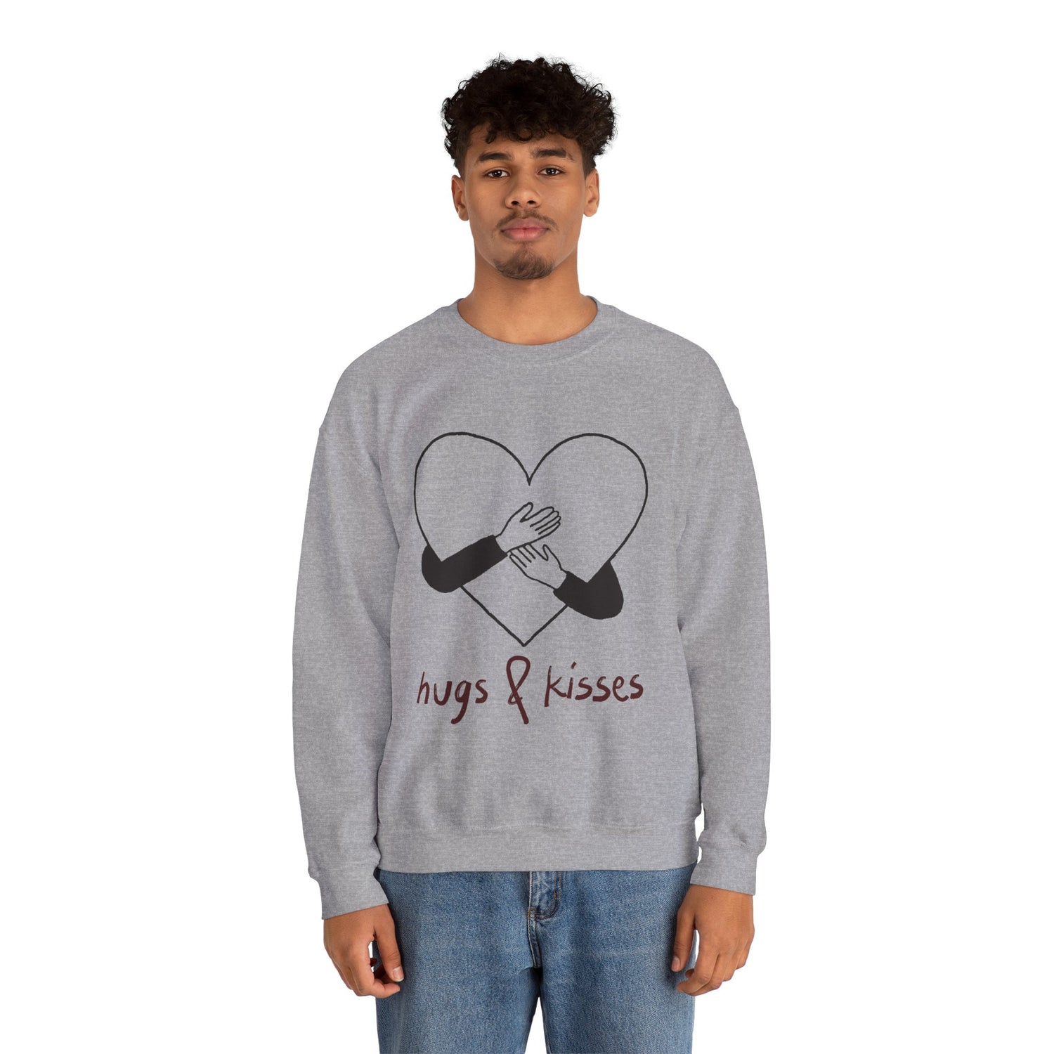 Hug and Kiss Unisex Heavy Blend Crewneck SweatshirtComfortable  Stylish Sweatshirt for Men  Women Perfect for Valentines Day