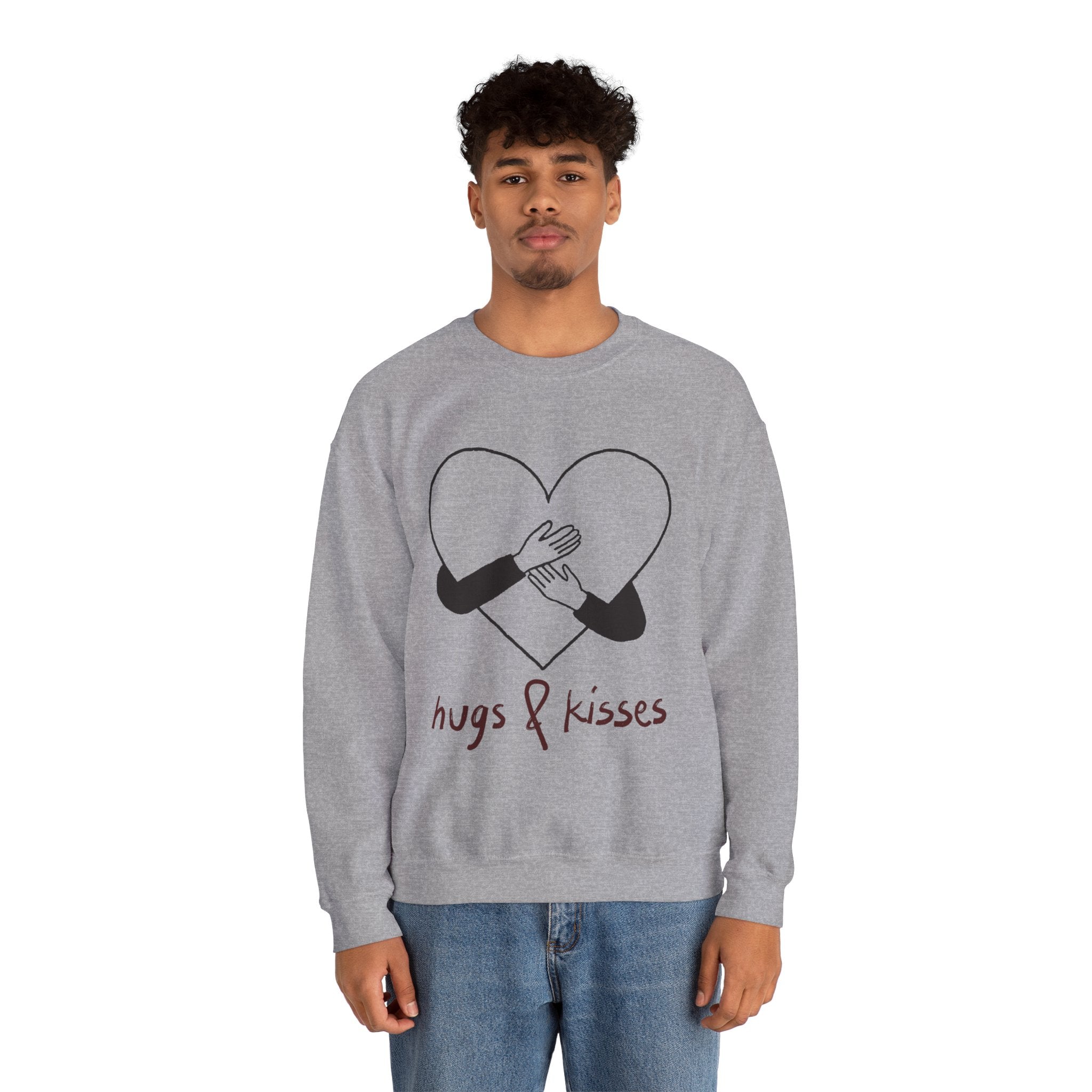 Hug and Kiss Unisex Heavy Blend Crewneck SweatshirtComfortable  Stylish Sweatshirt for Men  Women Perfect for Valentines Day
