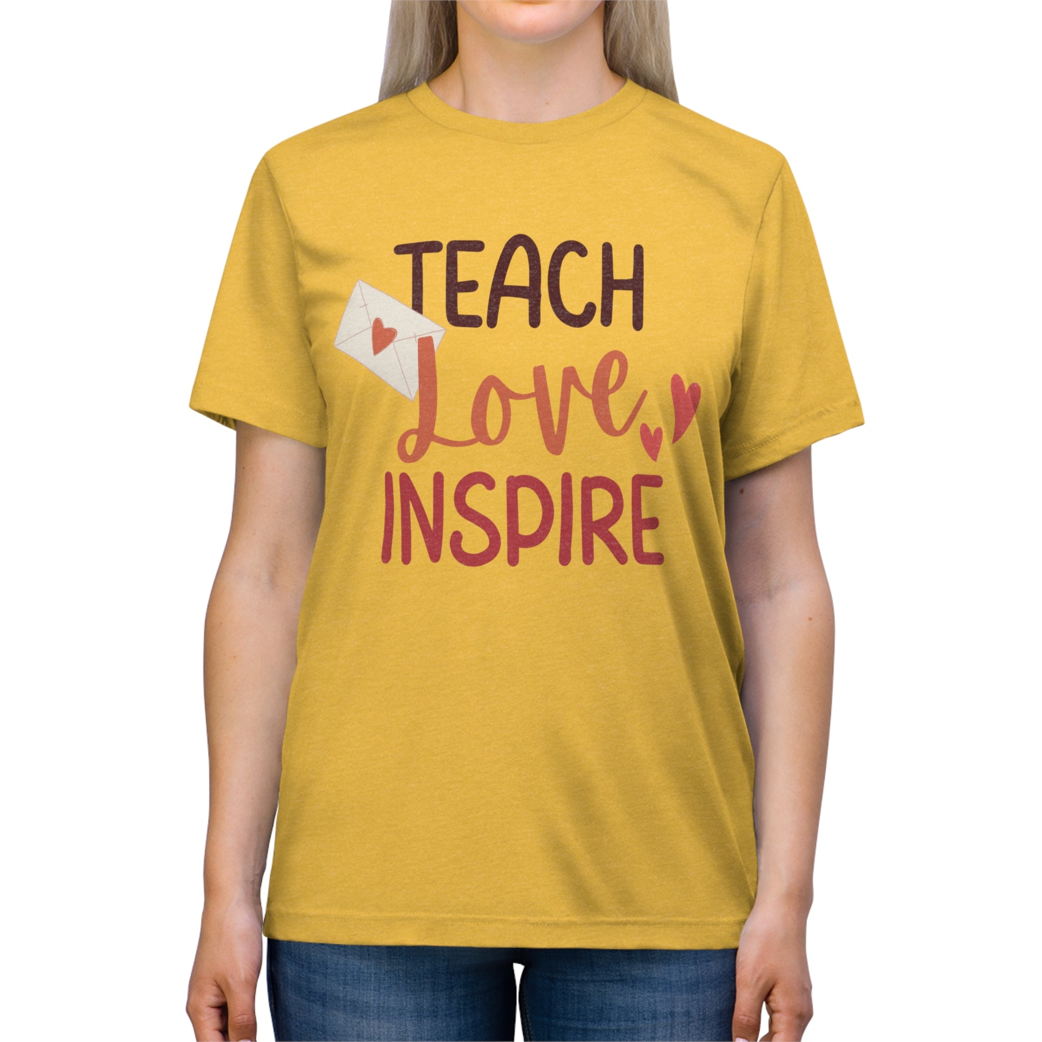Teach Inspire Love Unisex Triblend Tee  Ultra-Soft, Comfortable &amp; Stylish T-Shirt for Educators and Inspiration Seekers  Perfect