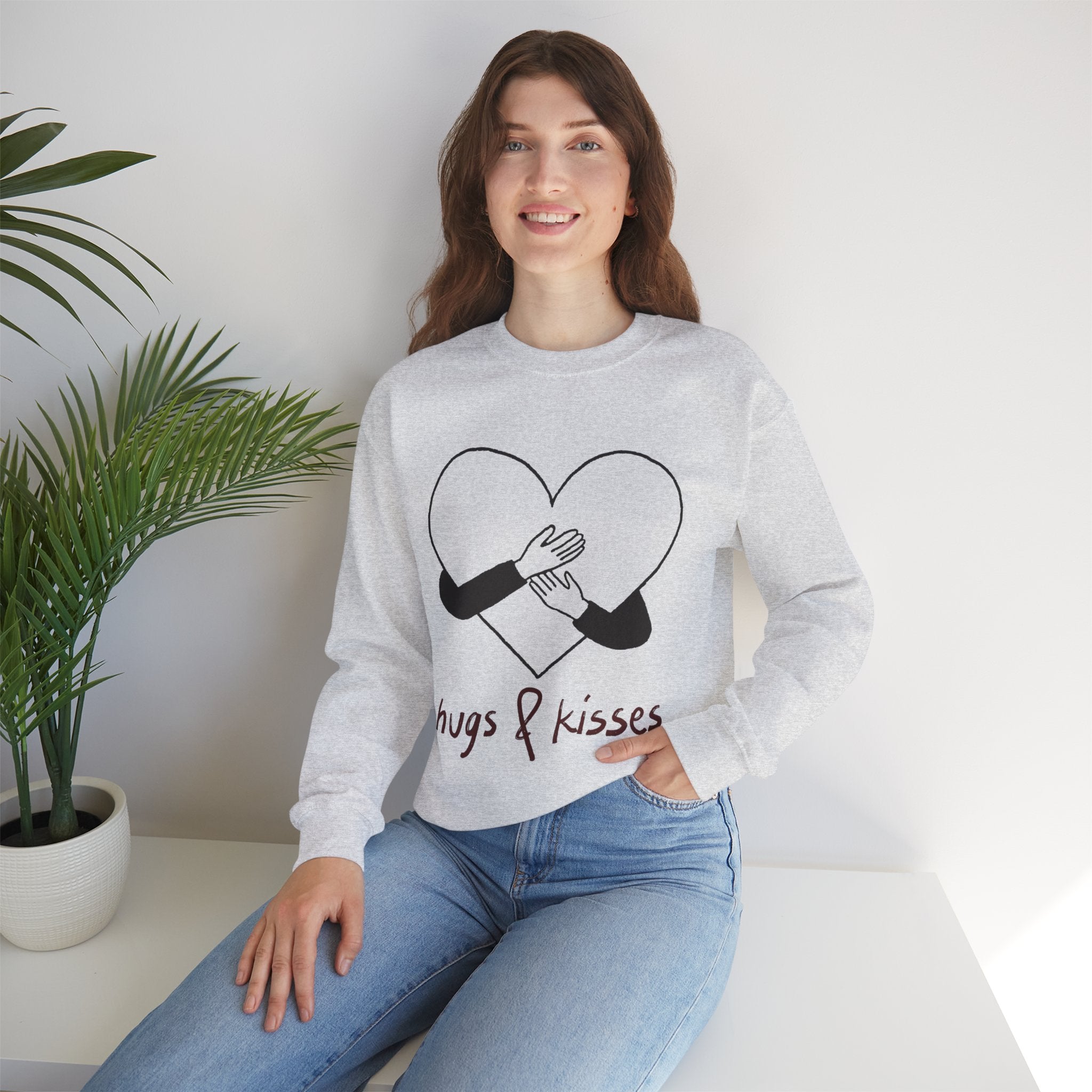 Hug and Kiss Unisex Heavy Blend Crewneck SweatshirtComfortable  Stylish Sweatshirt for Men  Women Perfect for Valentines Day