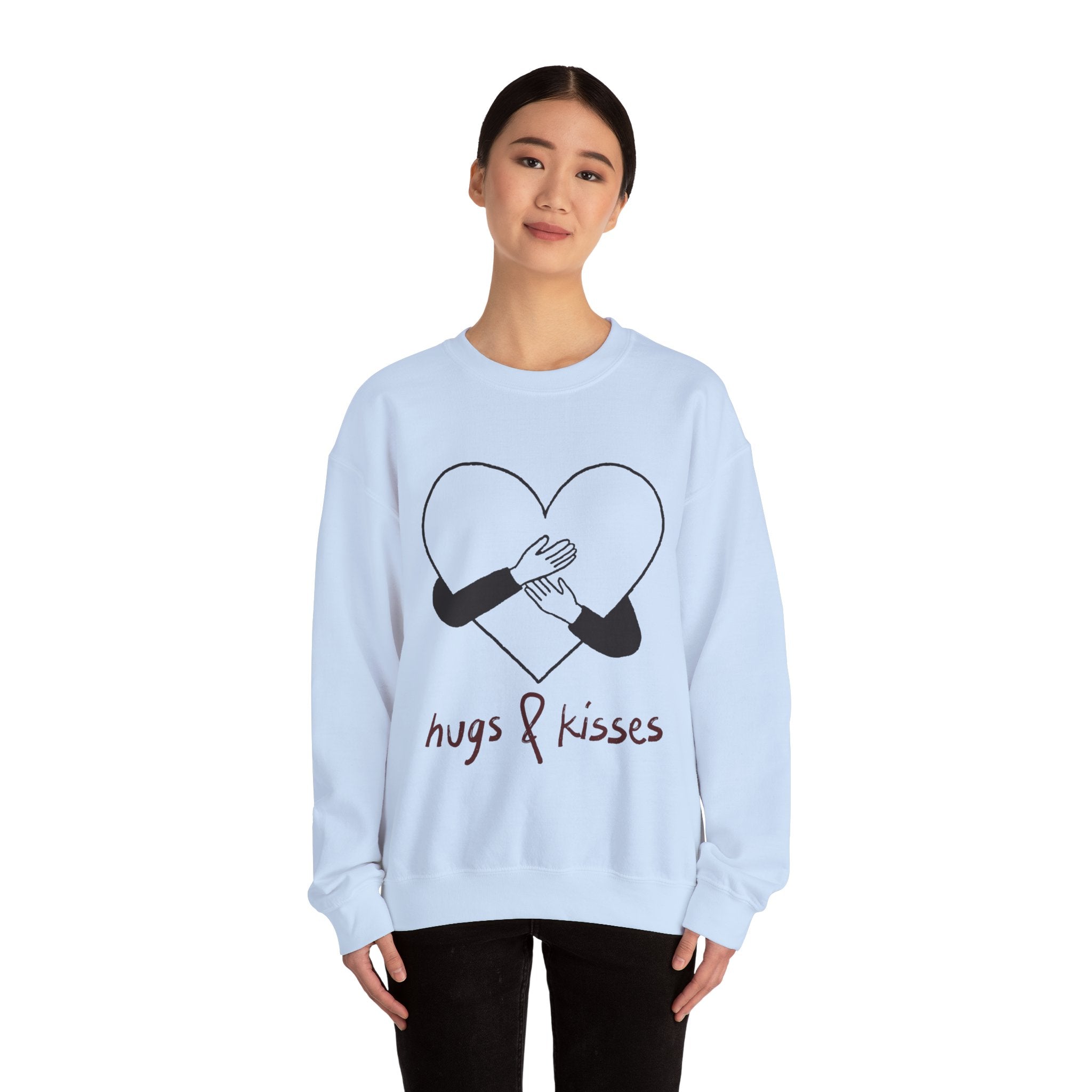 Hug and Kiss Unisex Heavy Blend Crewneck SweatshirtComfortable  Stylish Sweatshirt for Men  Women Perfect for Valentines Day