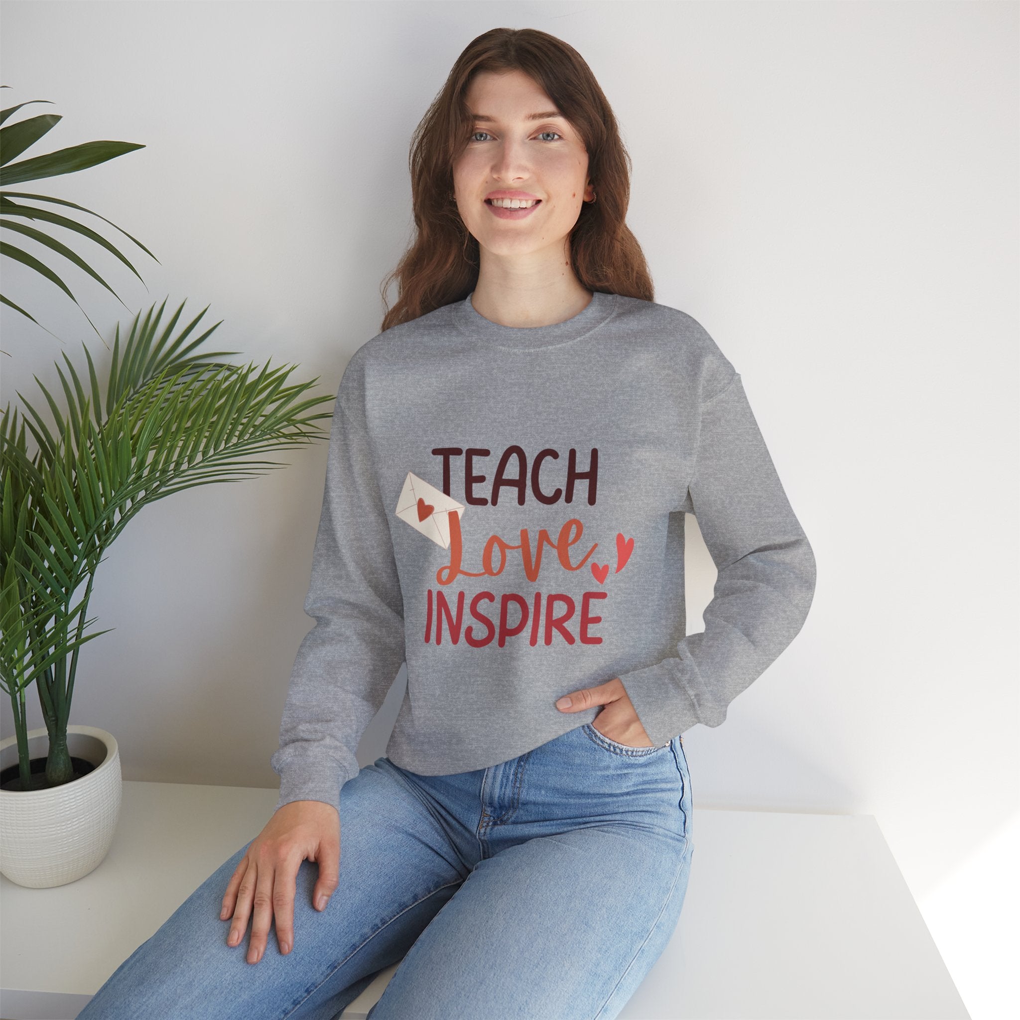 Teach Love Inspire Unisex Heavy Blend™ Crewneck Sweatshirt  Premium Quality, Comfortable  Stylish Sweatshirt for Educators