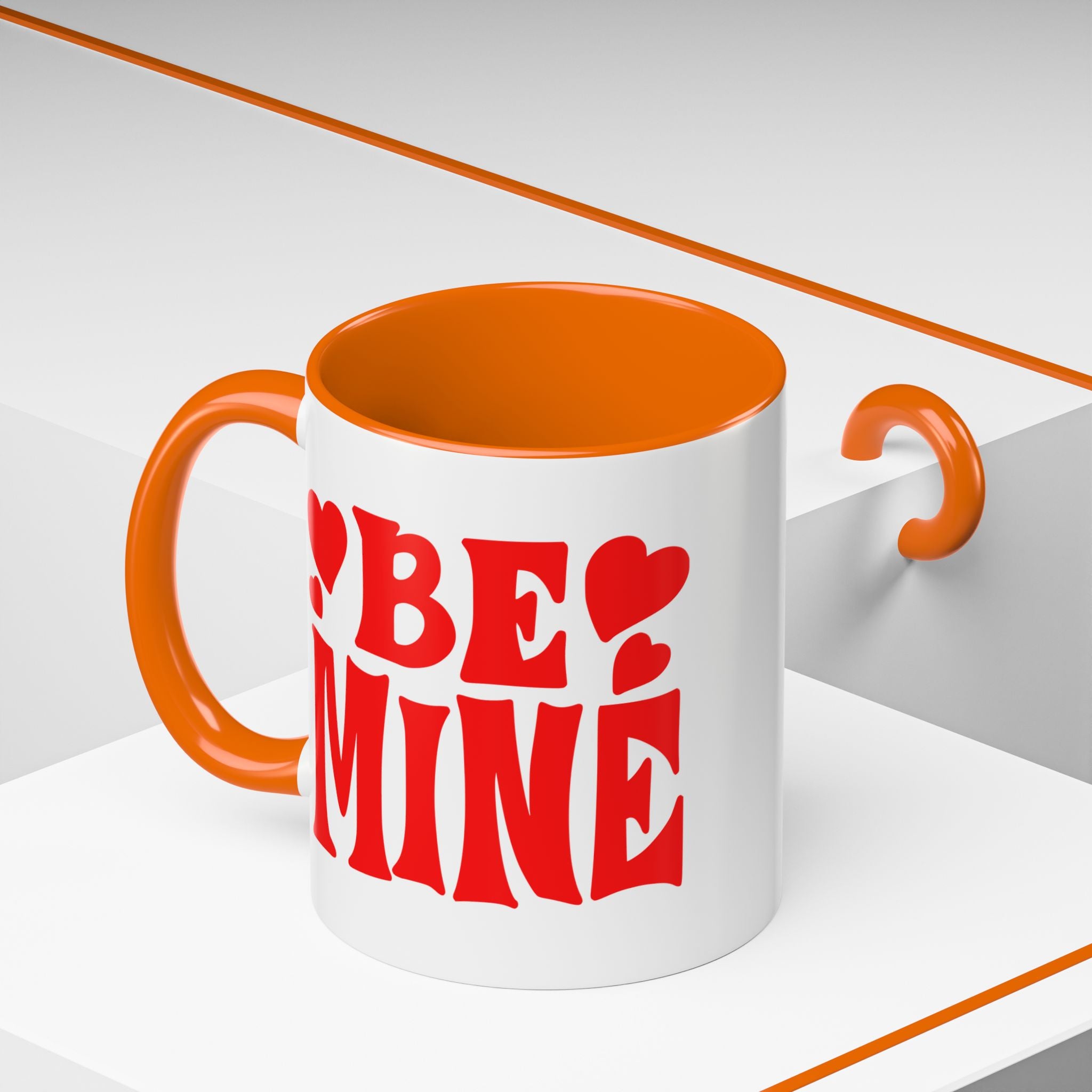 Be Mine Accent Coffee Mug (11oz &amp; 15oz)  Stylish, Durable Mug with Colorful Handle  Interior  Perfect Gift for Valentines Day or Special