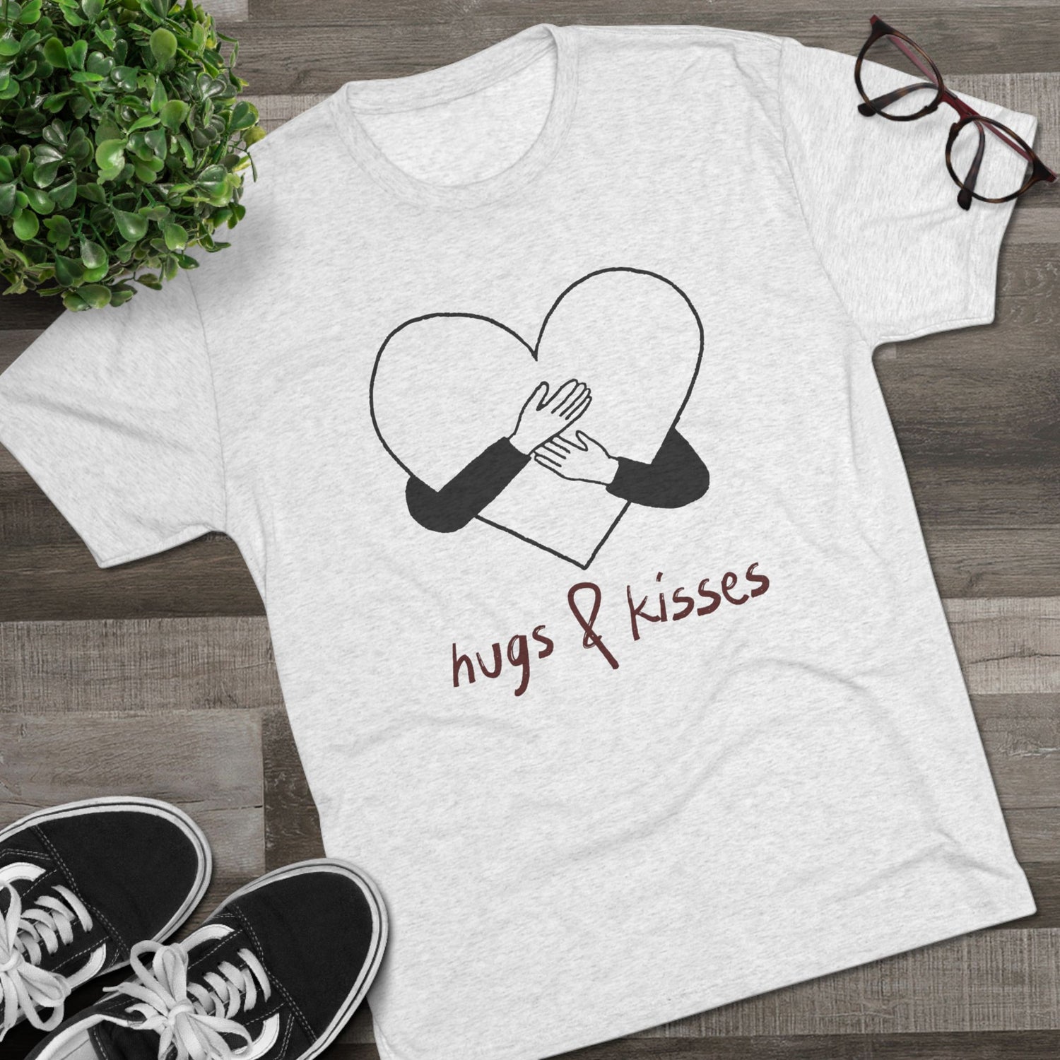 Hug and Kiss Unisex Triblend Tee  Ultra-Soft, Comfortable  Stylish T-Shirt for Men  Women | Perfect for Valentine&