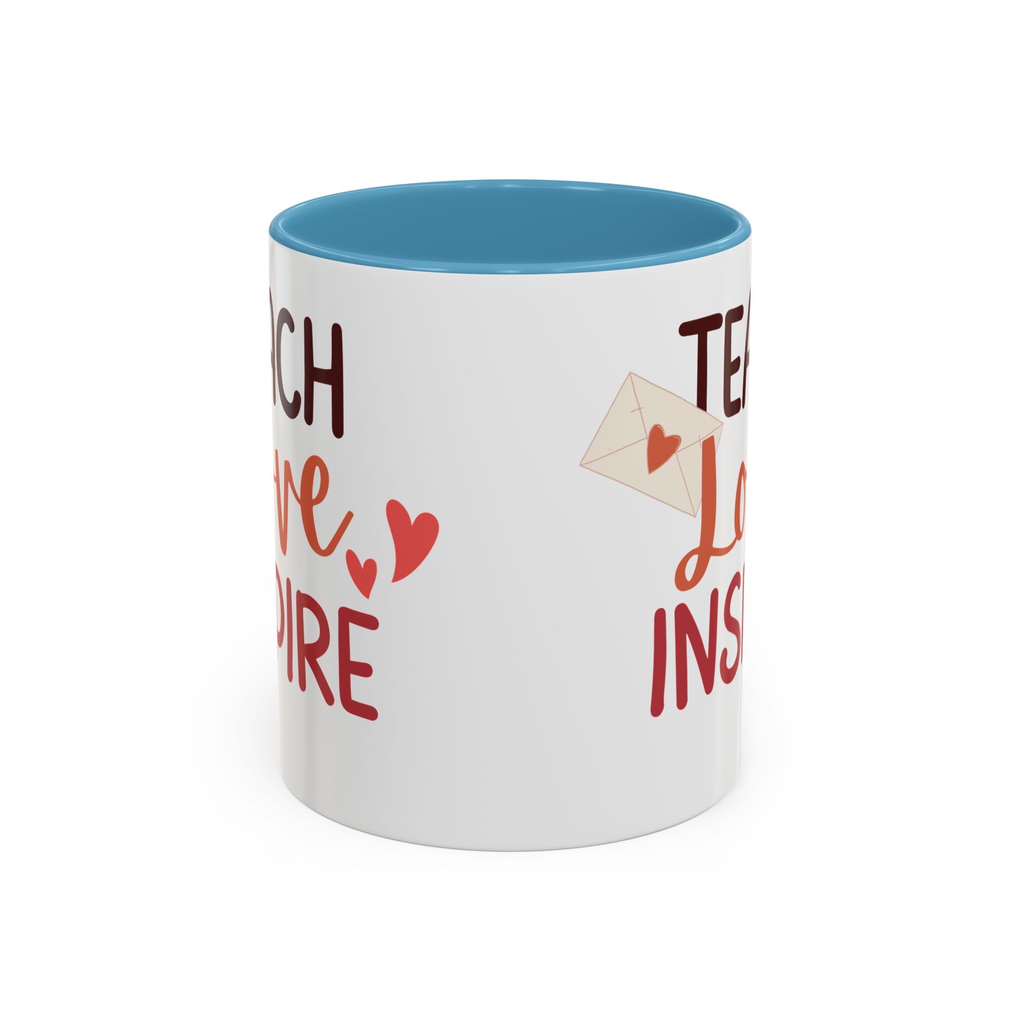 Teach Love Inspire Accent Coffee Mug (11oz &amp; 15oz)  Stylish, Durable Mug with Colorful Handle  Interior  Perfect Gift for Educators