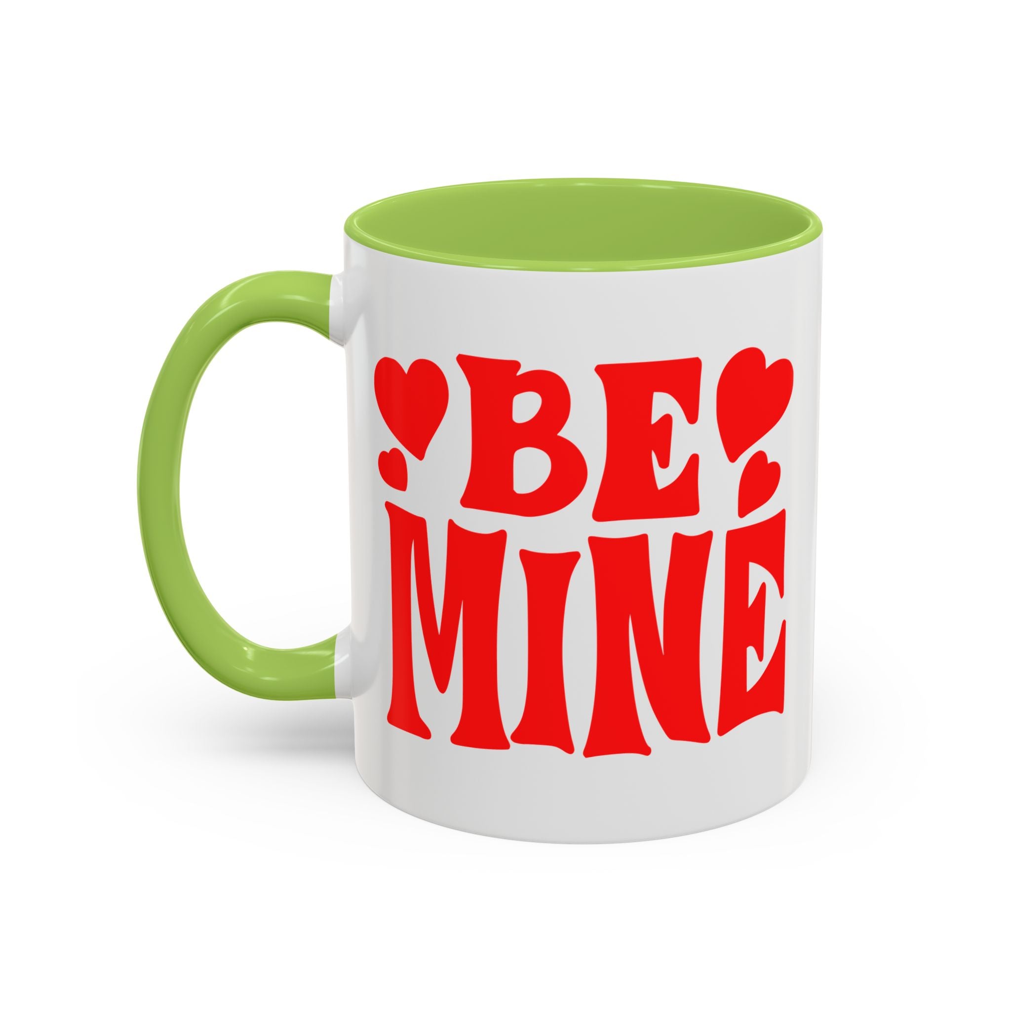Be Mine Accent Coffee Mug (11oz &amp; 15oz)  Stylish, Durable Mug with Colorful Handle  Interior  Perfect Gift for Valentines Day or Special