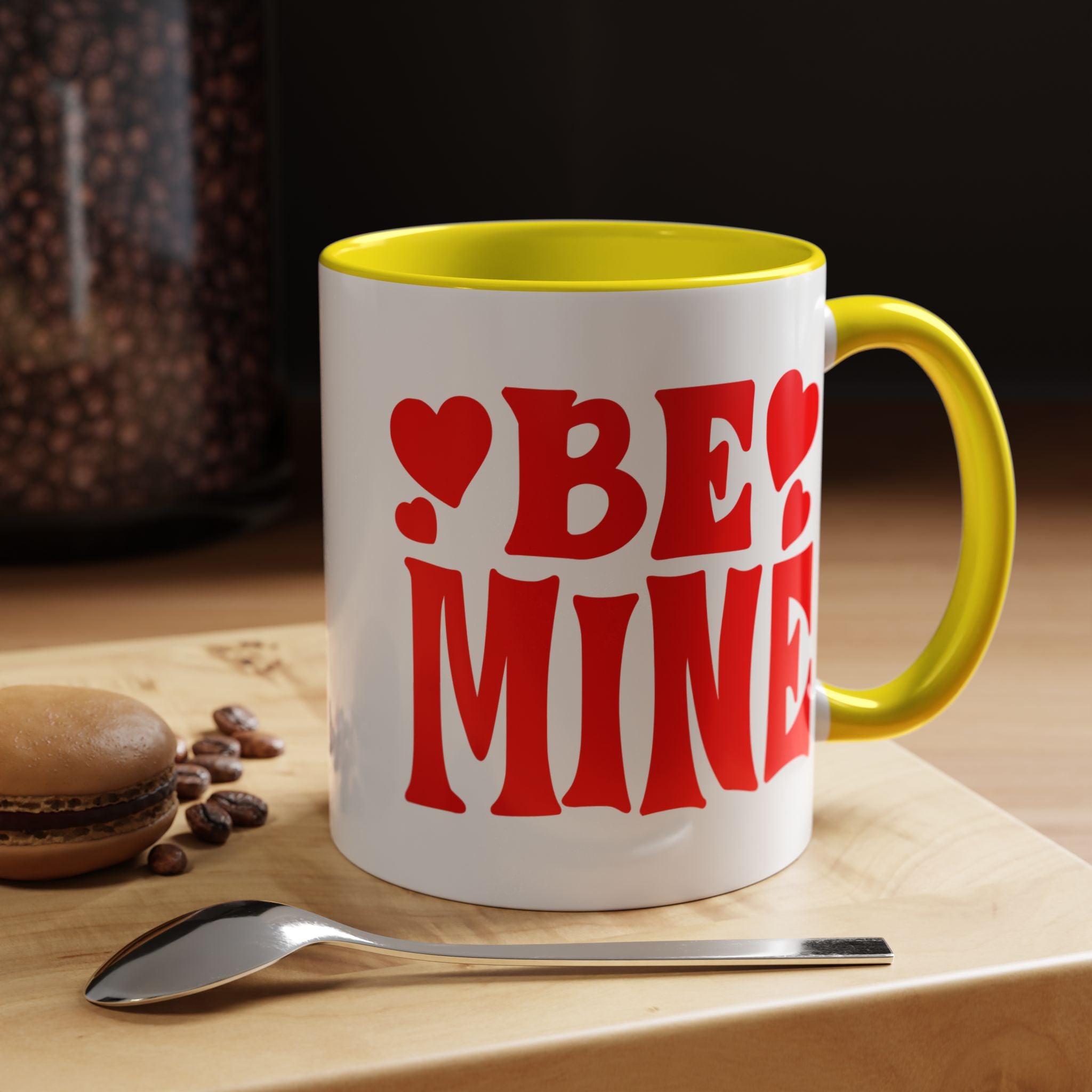 Be Mine Accent Coffee Mug (11oz &amp; 15oz)  Stylish, Durable Mug with Colorful Handle  Interior  Perfect Gift for Valentines Day or Special