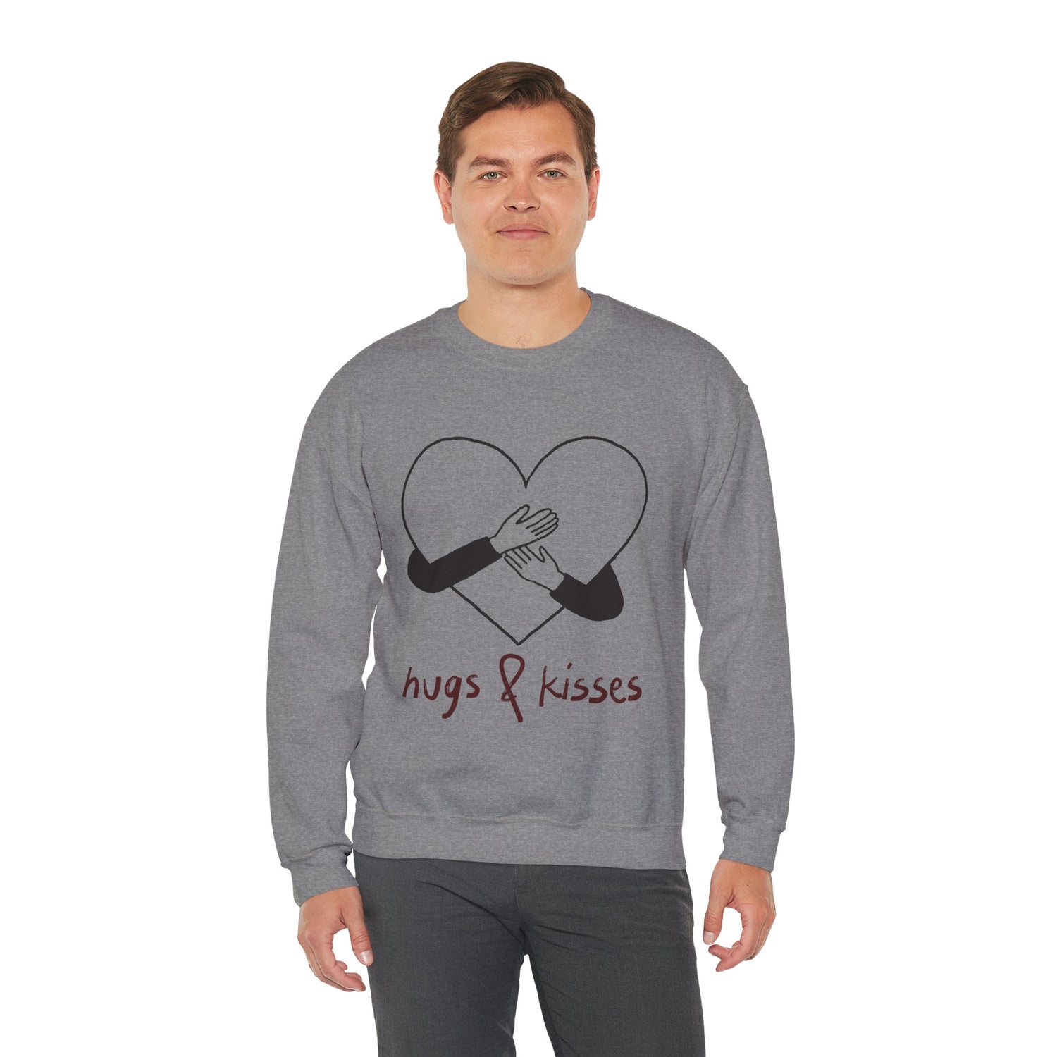 Hug and Kiss Unisex Heavy Blend Crewneck SweatshirtComfortable  Stylish Sweatshirt for Men  Women Perfect for Valentines Day