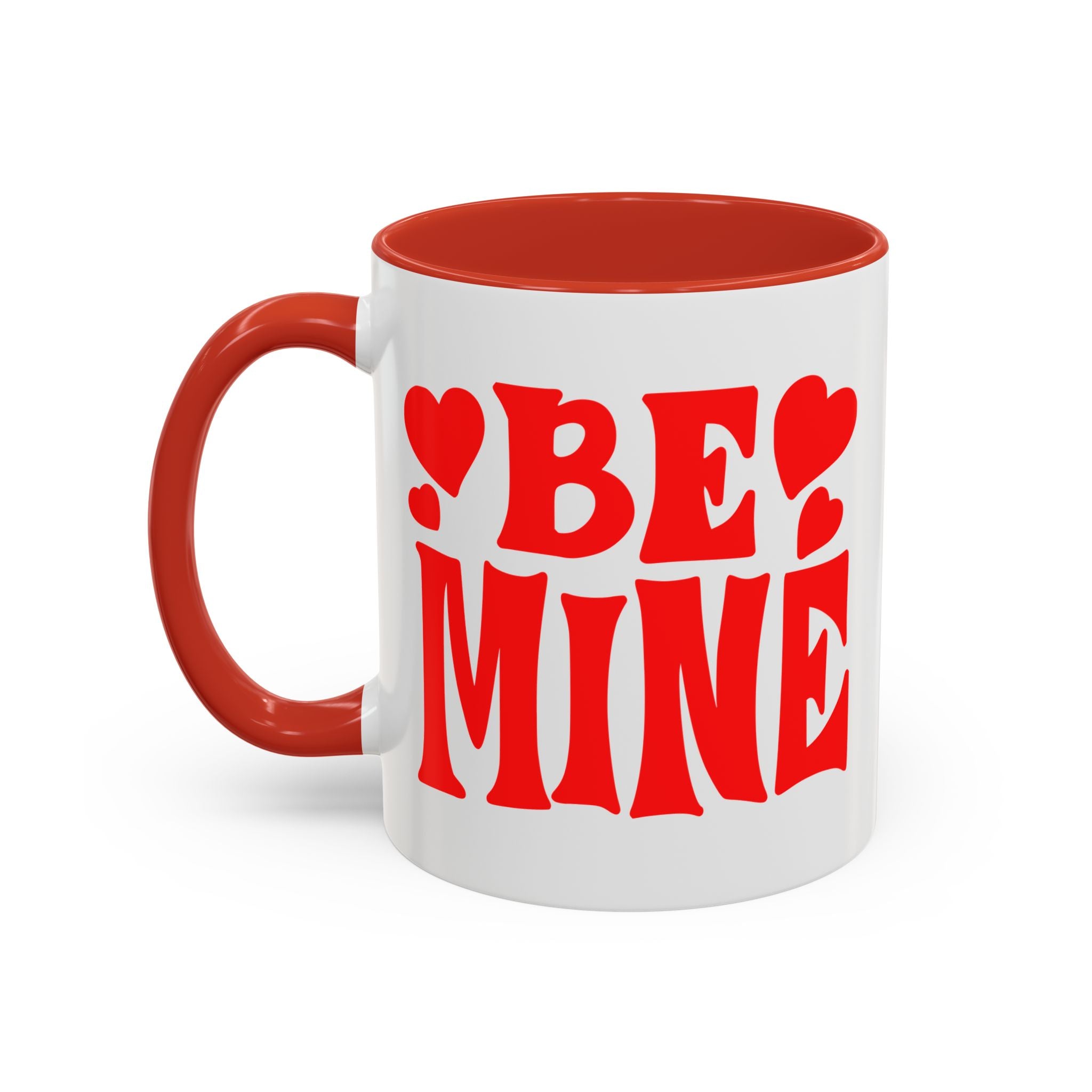 Be Mine Accent Coffee Mug (11oz &amp; 15oz)  Stylish, Durable Mug with Colorful Handle  Interior  Perfect Gift for Valentines Day or Special