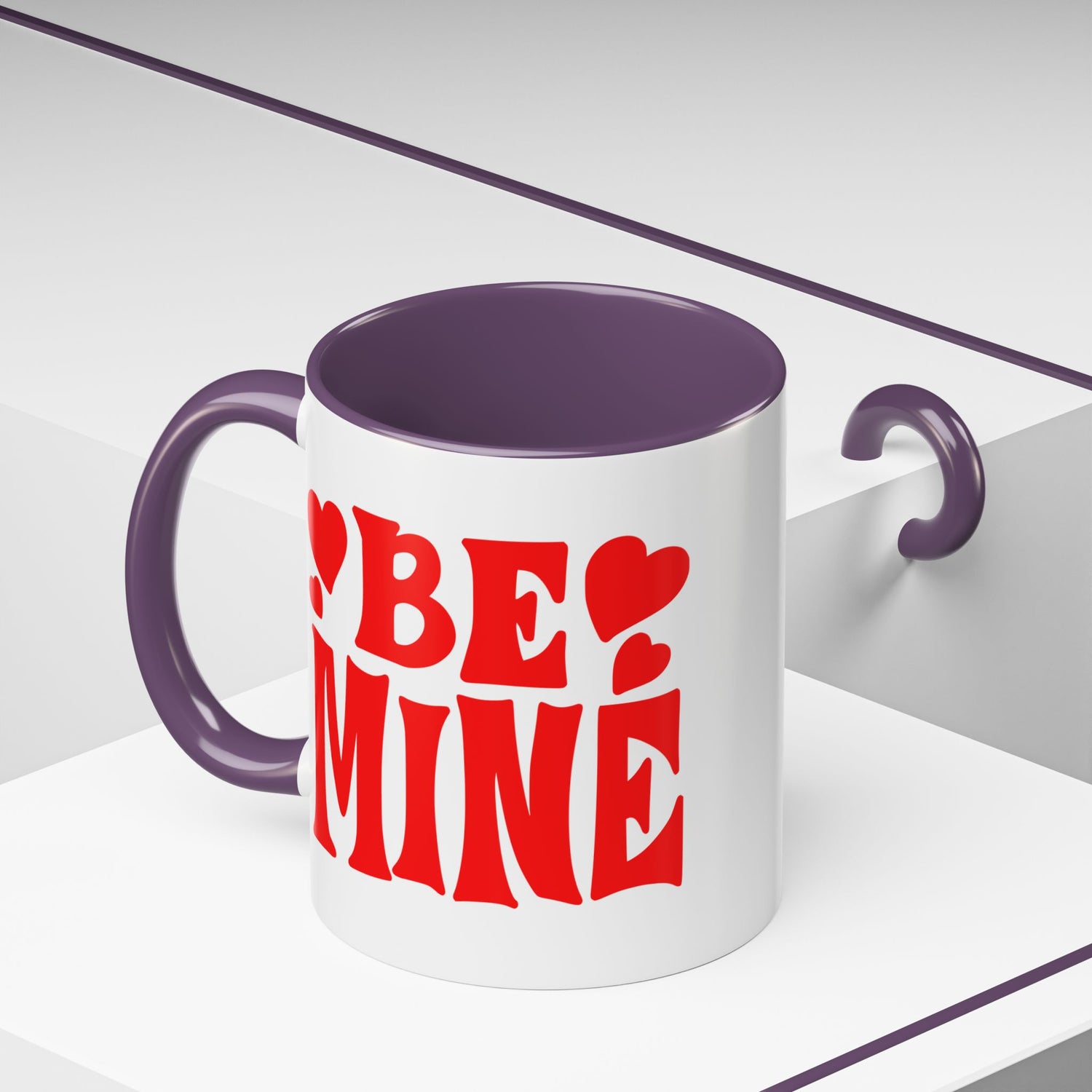 Be Mine Accent Coffee Mug (11oz &amp; 15oz)  Stylish, Durable Mug with Colorful Handle  Interior  Perfect Gift for Valentines Day or Special