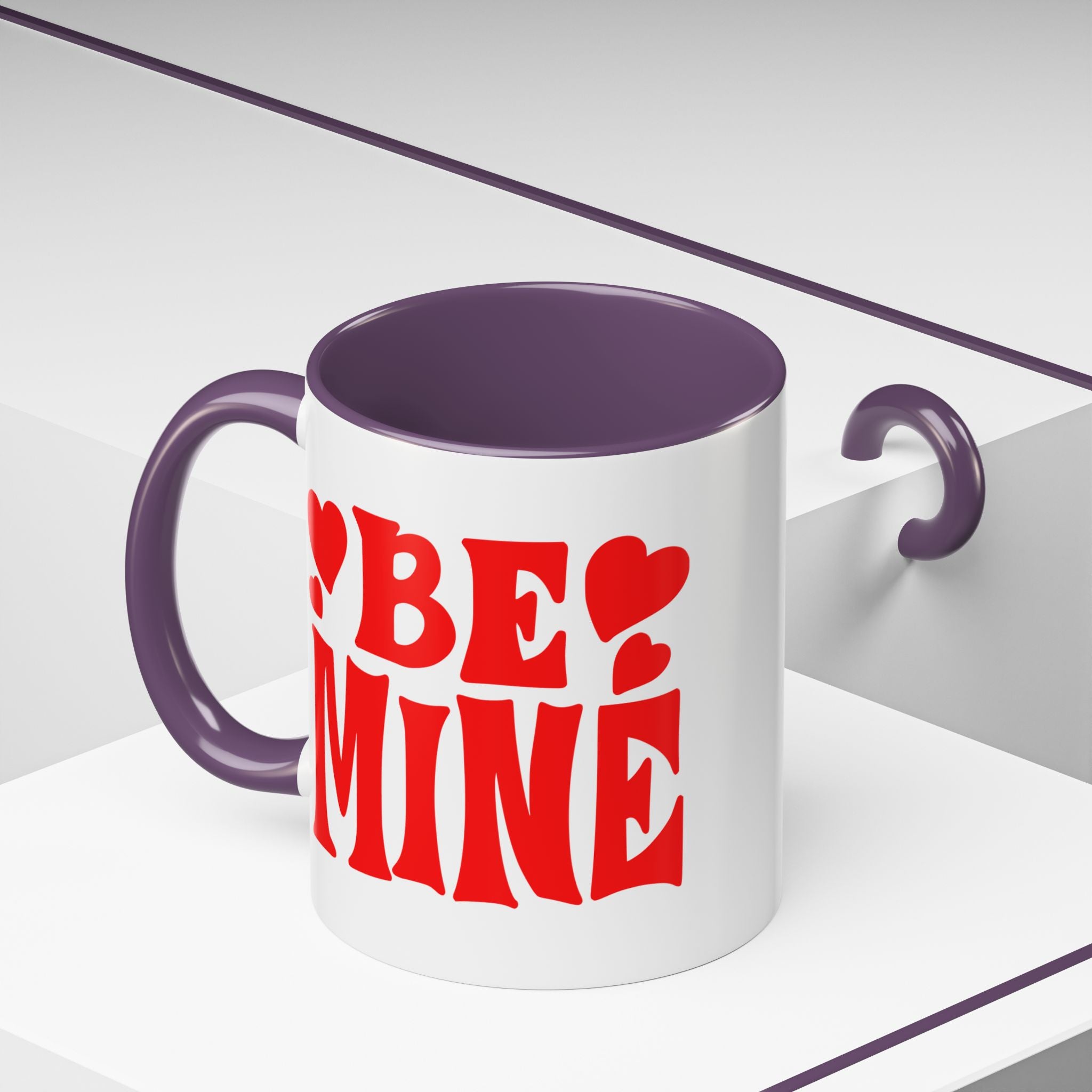 Be Mine Accent Coffee Mug (11oz &amp; 15oz)  Stylish, Durable Mug with Colorful Handle  Interior  Perfect Gift for Valentines Day or Special
