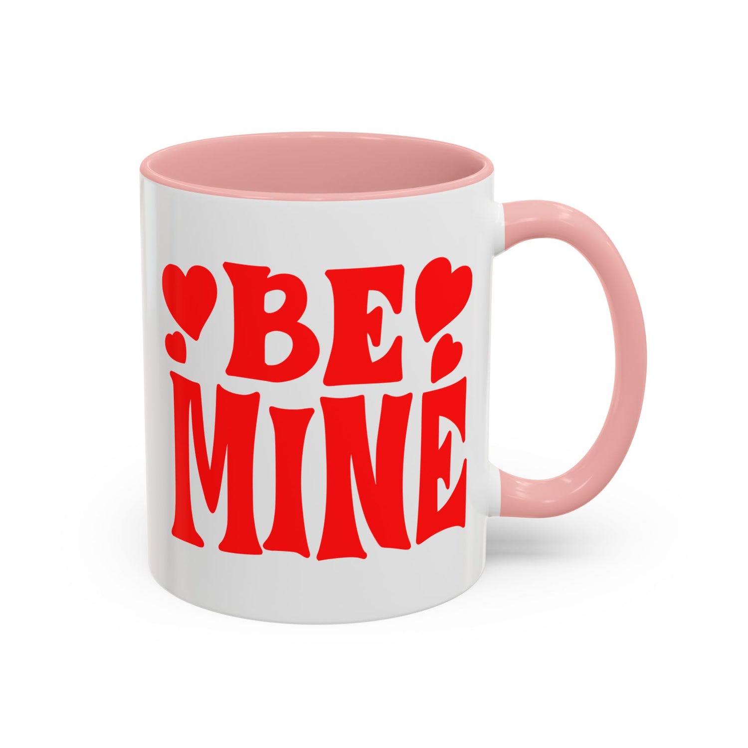 Be Mine Accent Coffee Mug (11oz &amp; 15oz)  Stylish, Durable Mug with Colorful Handle  Interior  Perfect Gift for Valentines Day or Special